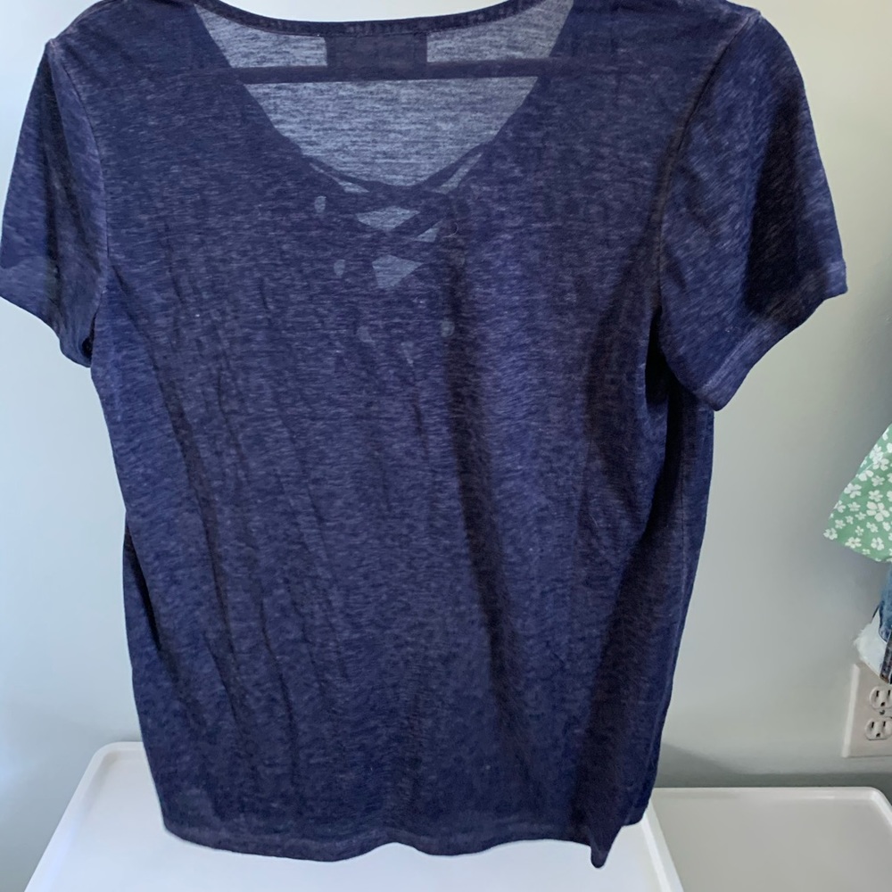 Sheer Blue Lace up Tee - Picture 3 of 3